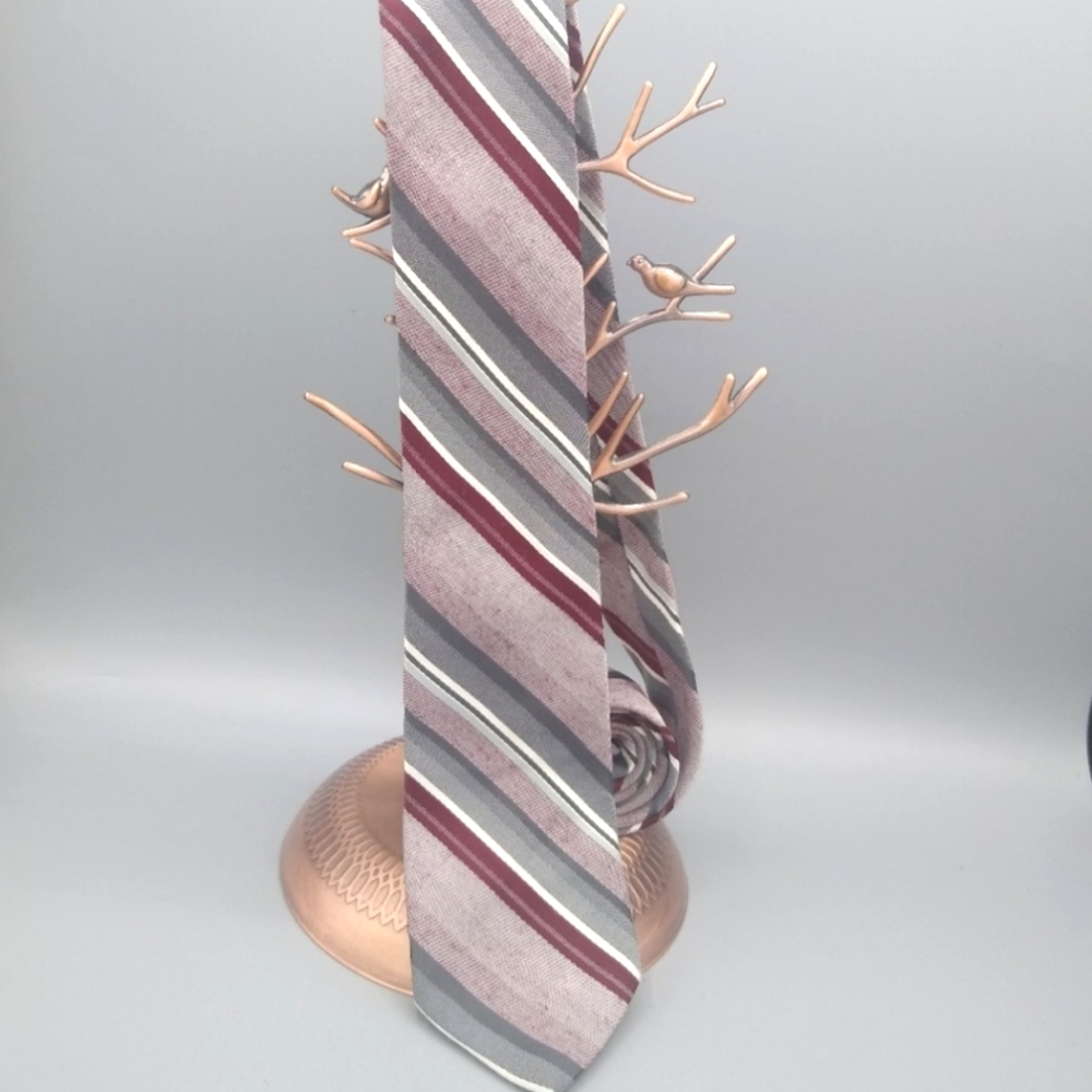 Michelle Wool Blend Slubbed Regimental Striped Tie Vintage